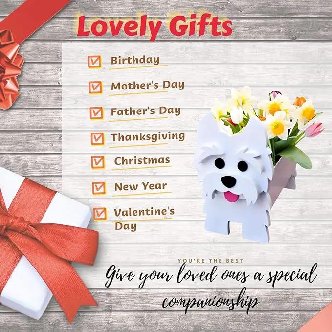 West Highland White Dog Planter Plant Pots,Cute Garden Dog Flower Planter,Dog Planters Birthday Gifts for Women,Office,Indoor/Outdoor Decor（9.45 * 5.75 * 12.2in） by GreenHaven Gardens