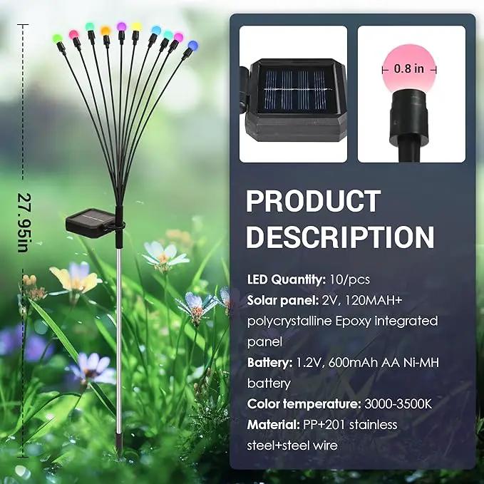 Solar Firefly Garden Lights - 60 LED Outdoor, Wind Sway, Waterproof for Yard, Patio, Pathway (6 Pack) by GreenHaven Gardens
