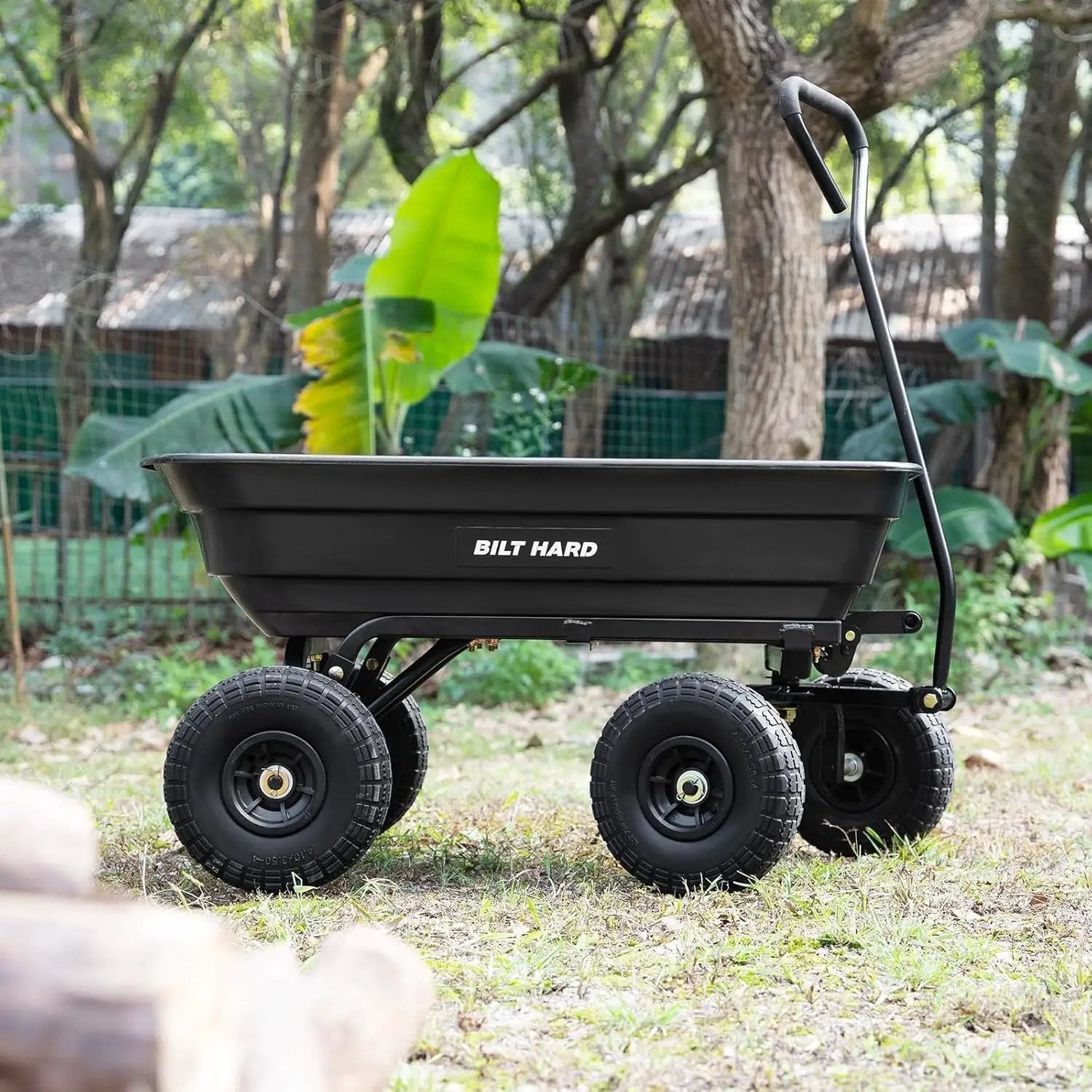 BILT HARD Poly Garden Dump Cart 600 lbs with No Flat Tires, Quick Release, 4 Cu Ft Dump Wagon Heavy Duty for Yard, Outdoor by GreenHaven Gardens