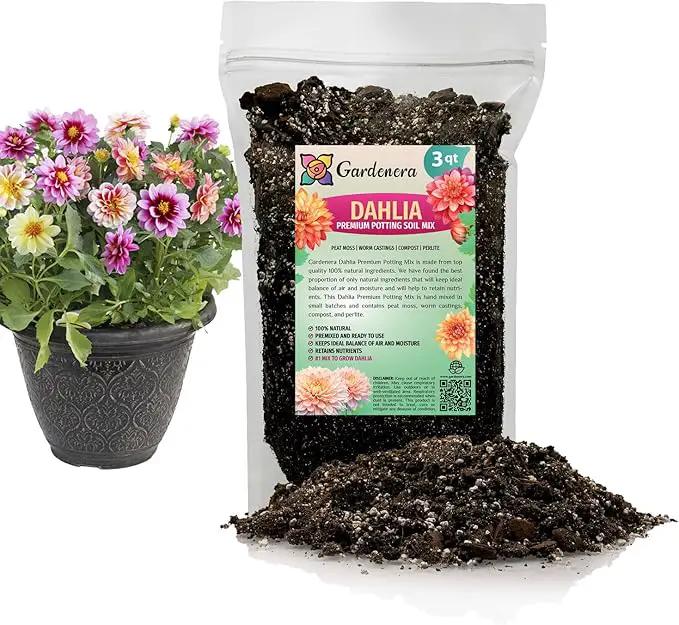 Premium Dahlia Potting Soil Mix - Ideal for Growing Vibrant and Healthy Dahlias - 3 Quart by GreenHaven Gardens