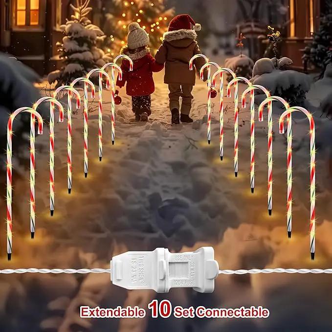 VCOKEN 30'' Christmas Candy Cane Lights Outdoor Pathway, Set of 10 Christmas Candy Cane Markers Decoration, Connectable & Light Up Xmas Holiday Party Yard Art Indoor Outdoor, Red&Green by GreenHaven Gardens
