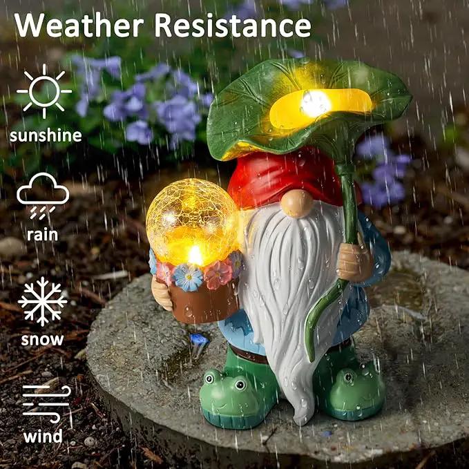 Garden Gnome Decor, Solar Gnomes Decorations Outdoor Gnome Statue Figurine with Solar LED Lights for Outside Lawn Patio Yard Gifts for Mom/Grandma/Birthday by GreenHaven Gardens