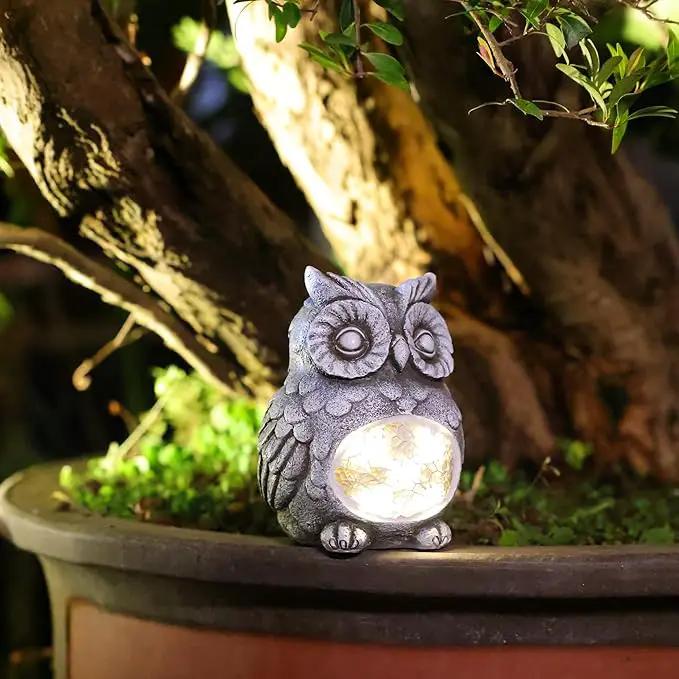 Solar Owl Garden Statues Outdoor Decor Resin Owl Figurine with Solar Light for Patio,Balcony,Yard,Lawn Ornament,Perfect Garden Gift by GreenHaven Gardens