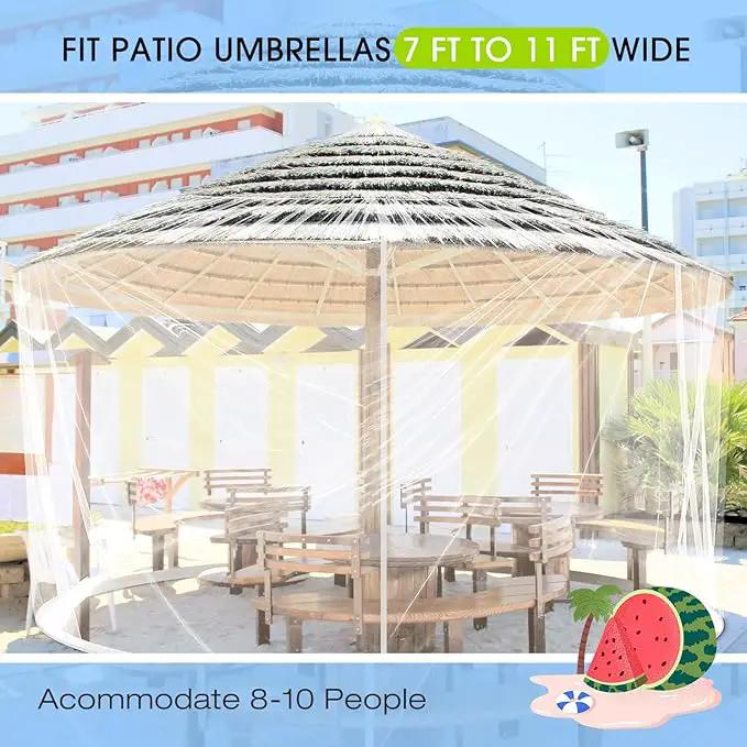 Windyun 2 Pcs 7 to 10 ft Patio Umbrella Mosquito Netting with Double Zipper Door, Screen Universal Hanging Mosquito Net for Patio Polyester Mesh Umbrella Screen for Outdoor and Patio Tables(White) by GreenHaven Gardens