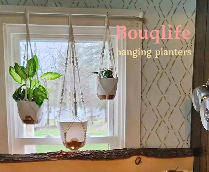 Hanging Planters with Macrame Plant Hangers for Indoor Outdoor Plants 3 Set Self Watering Pots Hanging Baskets Flower Pot Holders 3 Different Size by GreenHaven Gardens