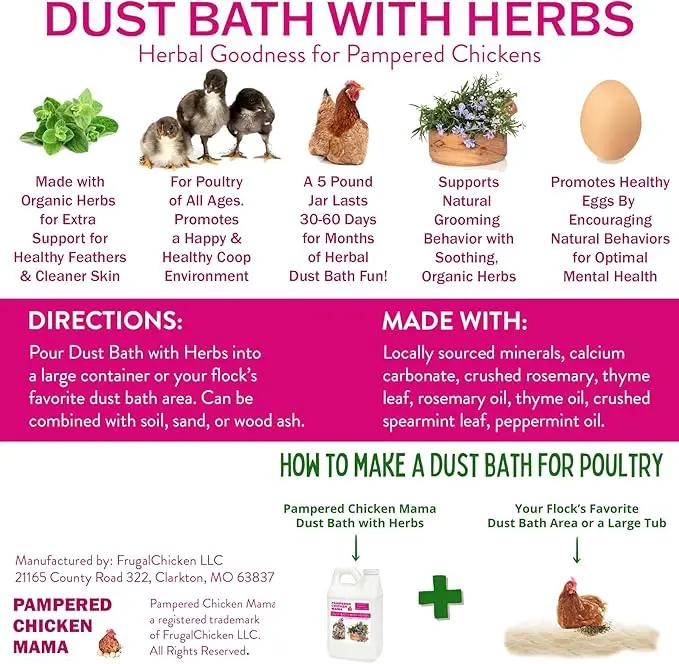 20.5 lb Pampered Chicken Mama Dust Bath with Organic Herbs & Essential Oils for Chickens, Quail, & Poultry | Dust Bath for Chickens to Keep Feathers Clean & Healthy by GreenHaven Gardens