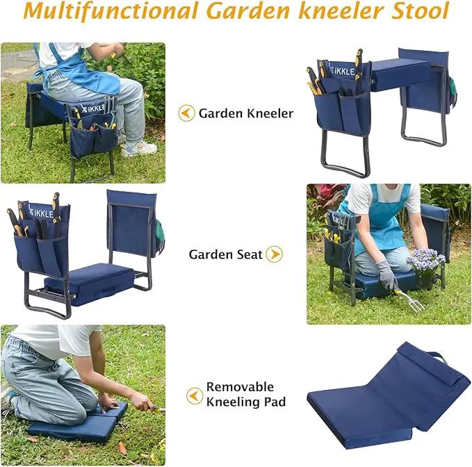 ikkle Garden Kneeler and Seat Heavy Duty Garden Stool, Upgraded Gardening Kneeler Bench, Thicker Wider Kneeling Pad, Garden for Seniors by GreenHaven Gardens