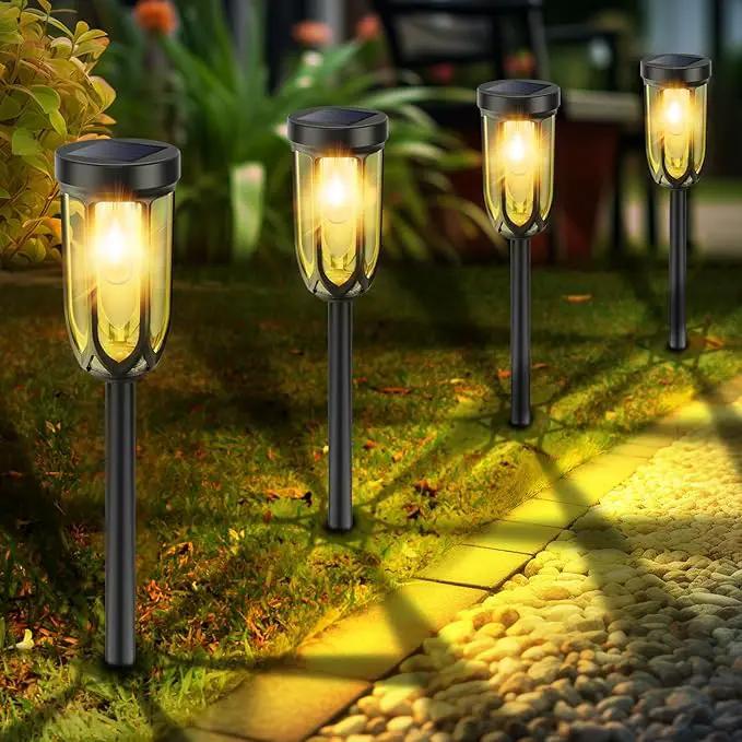 Solar Pathway Lights Outdoor, Bright Solar Lights Outdoor Waterproof IP65, Auto On/Off Driveway Patio Light, LED Solar Garden Lights Landscape Lighting for Walkway Lawn Yard (4 Pack) by GreenHaven Gardens