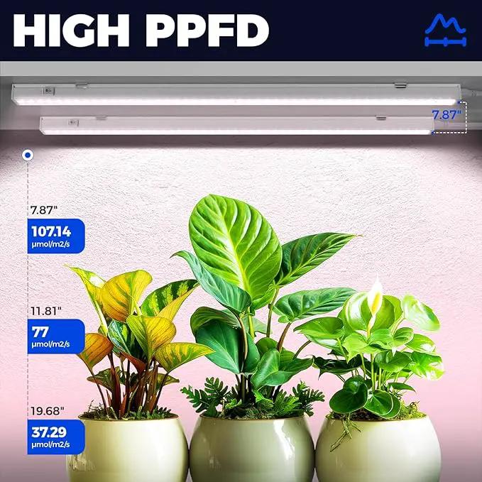 Barrina T5 Grow Lights for Indoor Plants, Full Spectrum Grow Light, 2ft 80W (8 x 10W), Plant Lights for Indoor Plants Growing, Pinkish White, 8-Pack by GreenHaven Gardens