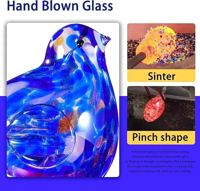 Decorative Solar Lights, Outdoor Solar Bird Stake Lights, Hand Blown Glass Decorative Garden Pathway Lights Outdoor Waterproof Glass Stakes (Dark Blue) by GreenHaven Gardens