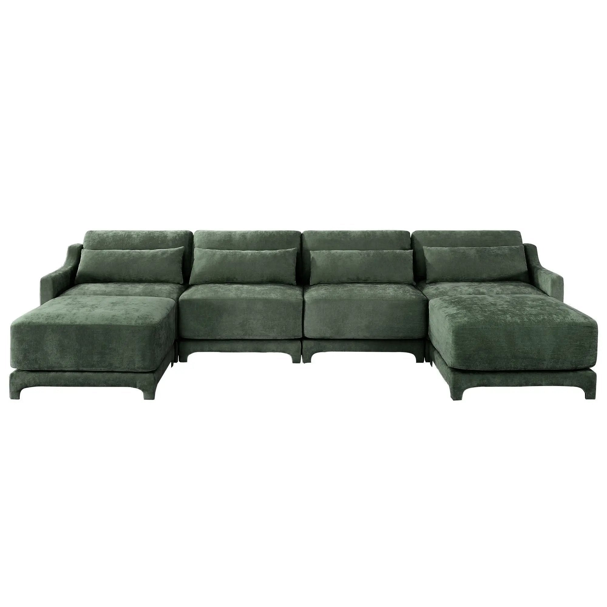 Stylish Sofa With Ottoman And Lumbar Pillows, Ergonomic Design by HouseOfZazla