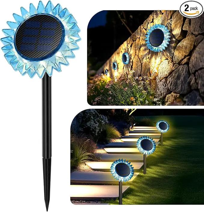 Hogni Solar Pathway Lights - 2 Pack LED Sunflower Garden Light, Waterproof Outdoor Decor for Wall, Lawn, Yard, Walkway, Patio, Landscape by GreenHaven Gardens