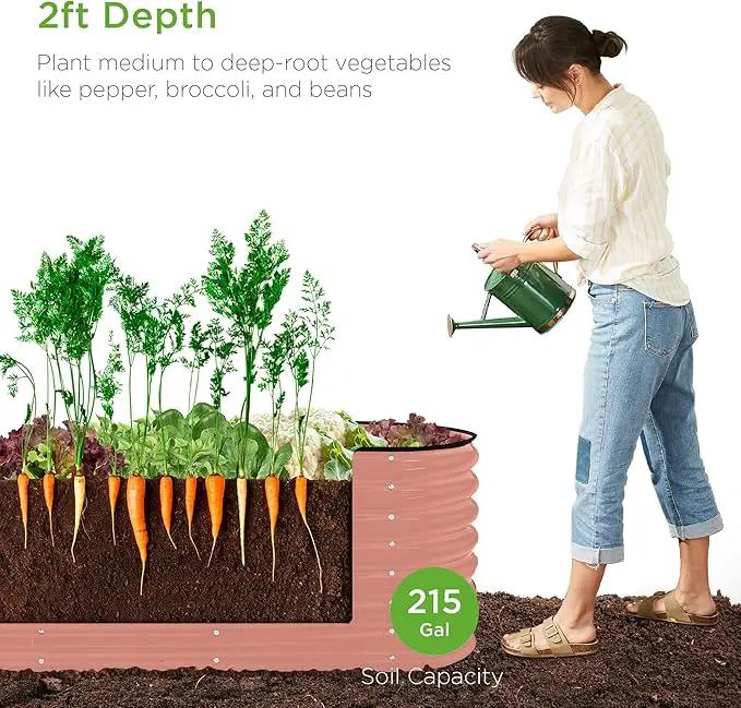 Best Choice Products 8x2x2ft Metal Raised Garden Bed, Oval Outdoor Deep Root Planter Box for Vegetables, Herbs w/ 4 Support Bars, 215 Gal Capacity - Terracotta by GreenHaven Gardens