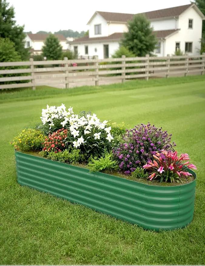 8x2x1.5ft Raised Garden Bed,Galvanized Raised Planter Boxes Outdoor with Easy Assembly, Large Garden Bed for Vegetables, Fruits, Flower,Raised Garden Bed,Green by GreenHaven Gardens