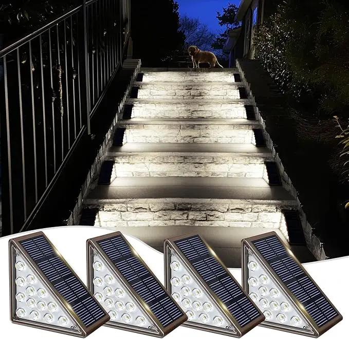 Solar Step Lights for Outside,4pack Solar Stair Lights Outdoor Waterproof IP67,Outdoor Deck Step Lights,Solar Outdoor Lights for Staircase,Patio,Front Step(Cool Brown) by GreenHaven Gardens
