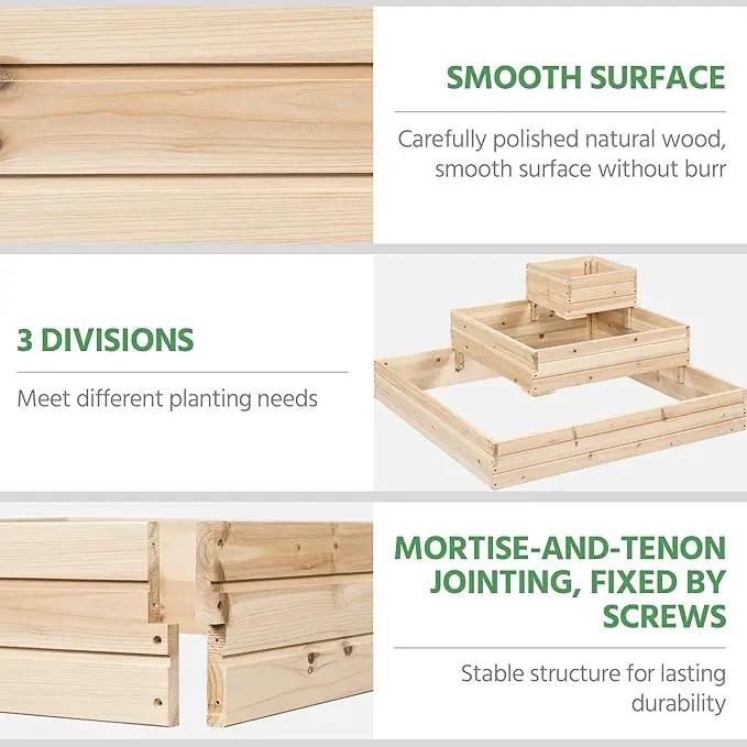 Yaheetech 3 Tier Wooden Raised Garden Bed 44.5'' L×44.5W×20.5×H, Horticulture Open-Bottom Planter Raised Garden Bed for Flowers/Herbs/Vegetables Planter Flower Box by GreenHaven Gardens