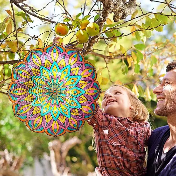 Wind Spinner Purple Tulip Mandala Wind Spinners for Yard & Garden Hanging Wind Sculpture & Spinners 3D Kinetic Metal Art Decor Outdoor Ornament, Fun Mandala Gifts for Women/Mom/Dad/Men/Girl by GreenHaven Gardens