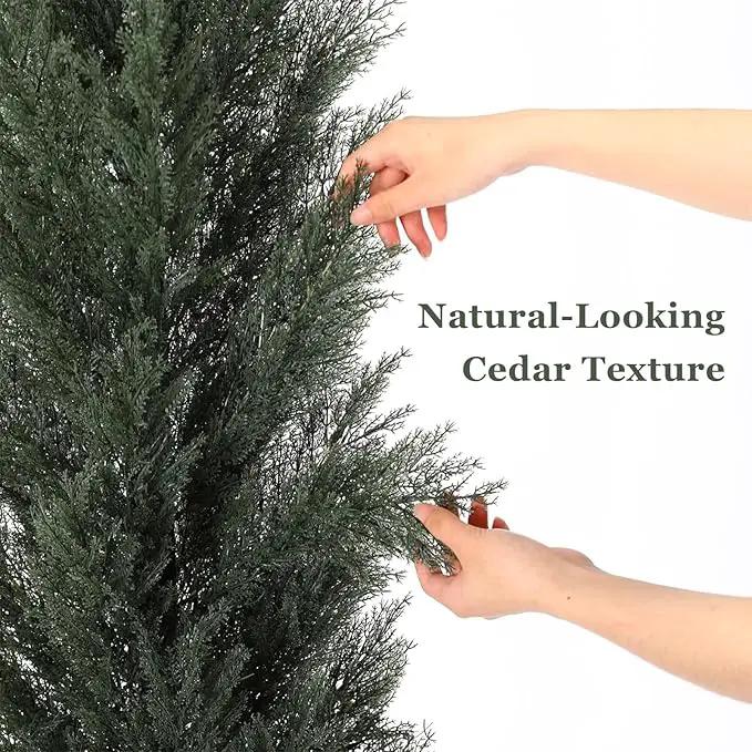 THE BLOOM TIMES 3ft Topiary Trees Artificial Outdoor 2 Pack – UV Resistant Faux Cedar Pine Cypress Bushes and Shrubs, Fake Potted Plants for Front Porch Outside Planter Patio Decor, Set of 2 (3 Foot) by GreenHaven Gardens