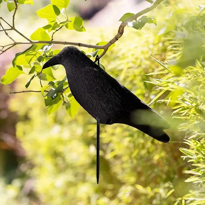 Navaris Crow Statues (Pack of 2) - Fake Black Crow Figure - Crows Bird Figures to Stand or Hang as Halloween Birds Decoration - Yard, Garden, Deck, Patio by GreenHaven Gardens