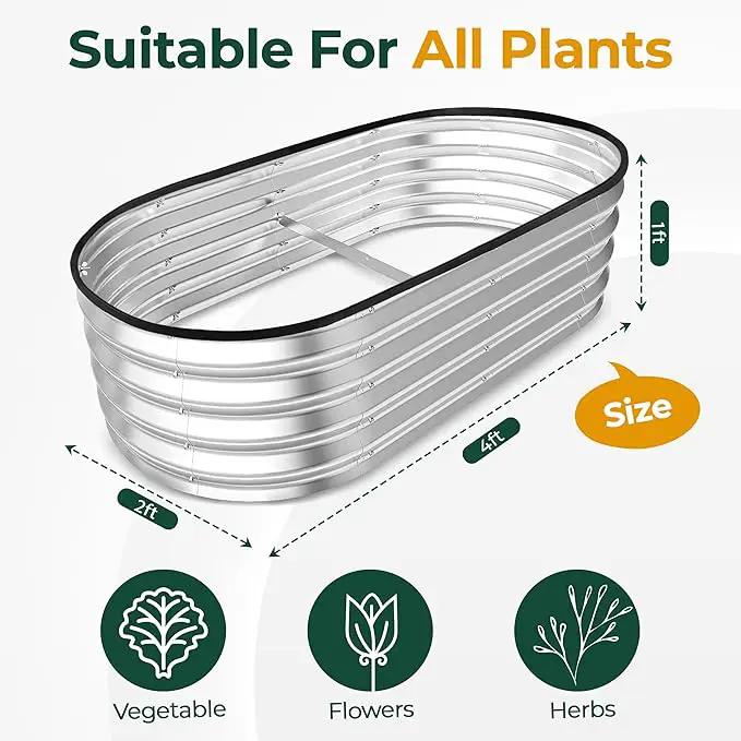 Utopia Home Galvanized Raised Garden Bed Kit 4x2x1ft, Planter Box Raised Garden Beds Outdoor, Easy Assembly Metal Raised Bed for Gardening Vegetables, Fruits, Flowers - Pack of 01 - Silver by GreenHaven Gardens