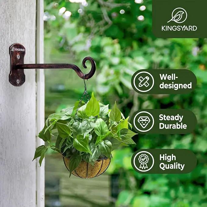 Kingsyard 2 Pack Wall Plant Hanger - Heavy Duty Metal Hanging Bracket Hooks for Hanging Plant Bird Feeders Lanterns Wind Chimes Indoor/Outdoor. Antique Copper by GreenHaven Gardens