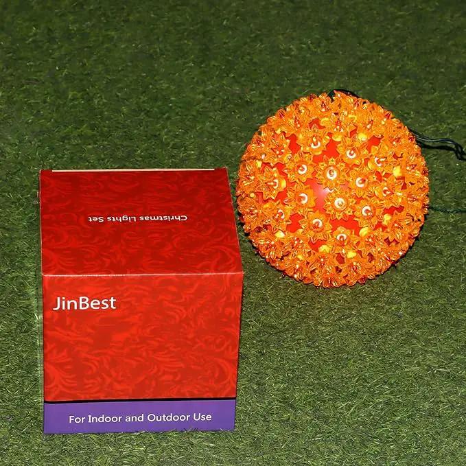 7.5" Orange Sphere Light, Commercial Grade and UL Certified 100 Lit Orange Hanging Sphere, for Indoor and Outdoor Christmas, Easter, Porch, Patio. by GreenHaven Gardens