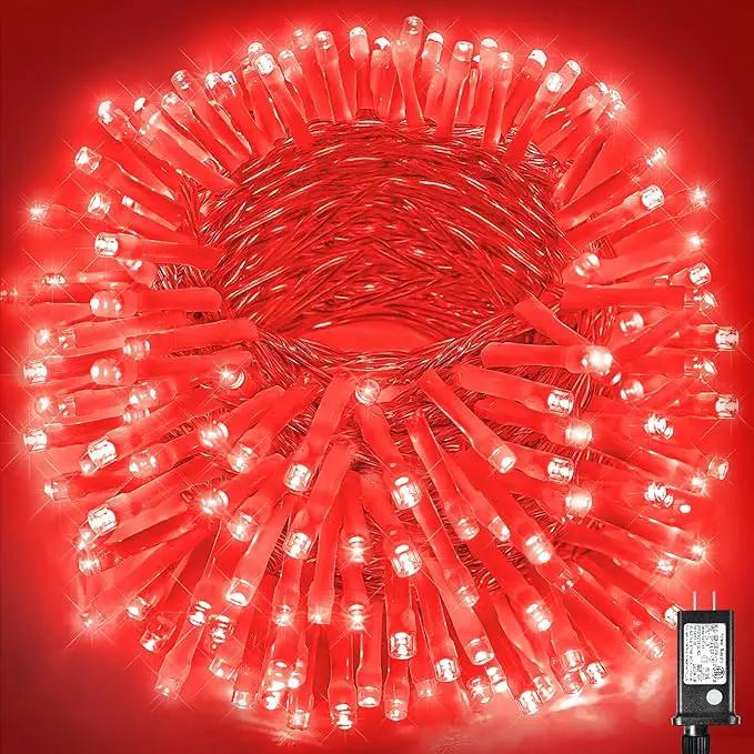 Vivideal 300 LED Red Christmas Lights, 99ft String Lights Indoor 8 Modes Clear Wire, Connectable Waterproof Plug in Red String Lights for Bedroom Indoor Outdoor Halloween Christmas Decorations by GreenHaven Gardens