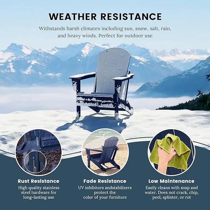 Westin Outdoors Laguna WO Home Outdoor Adirondack Folding Chair Lounger Seat Traditional Retro Home Furniture for Beach, Balcony, Backyard, Lawn, Patio, Pool, Deck, Garden (Navy Blue) by GreenHaven Gardens