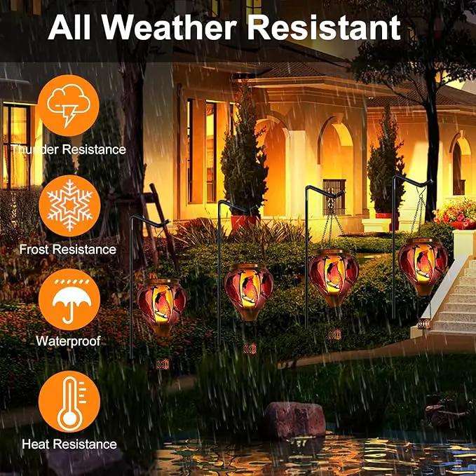 18inch Hot Air Balloon Solar Lantern with Flickering Flame Hanging Solar Outdoor Lantern Lights Waterproof Lanterns for Garden Patio Yard Party Decoration Cardinal by GreenHaven Gardens