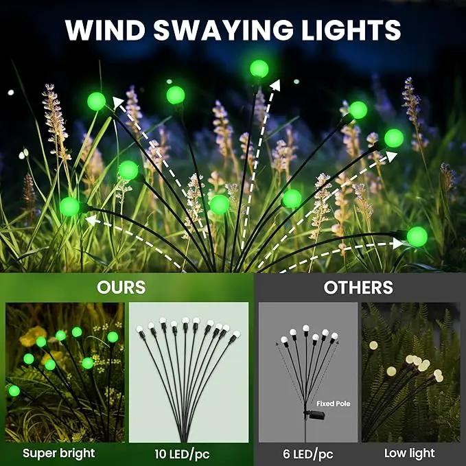Solar Garden Lights,Solar Firefly Lights for Outdoor,Waterproof Garden Decor for Yard Patio Pathway Lawn, Green by GreenHaven Gardens