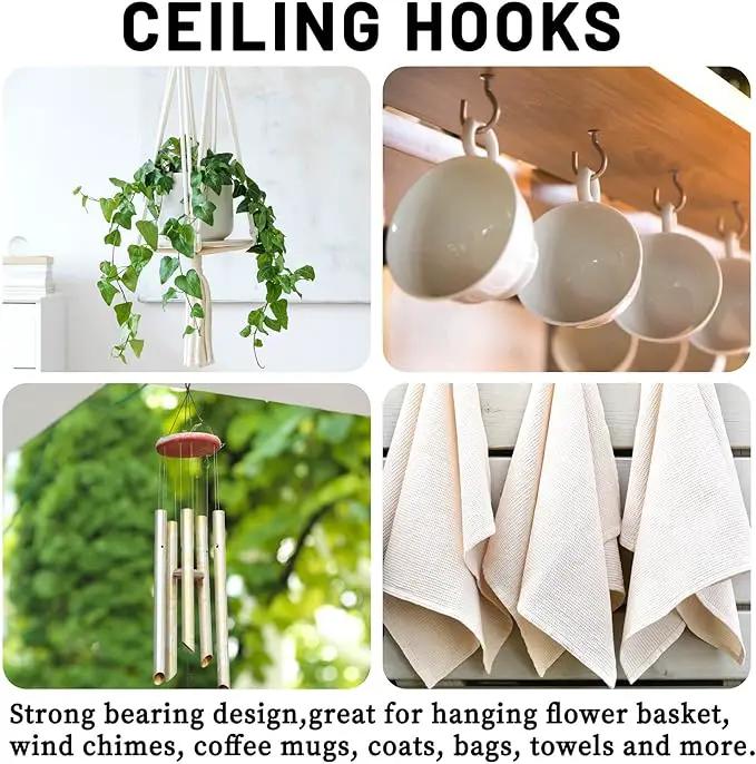 AJART Ceiling Hooks for Hanging Plants: Iron Plant Hanger for Wall Mount - 8 Pack/2.5 Inch Ceiling Hook for Indoor Use by GreenHaven Gardens