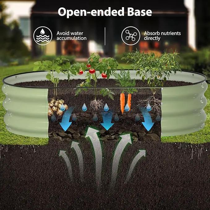 Raised Garden Bed Kit, 4x2x1 ft Galvanized Planter Box Outdoor with Safety Edging, Large Metal Raised Beds for Gardening Vegetables Flower Herb (Avocado Green) by GreenHaven Gardens