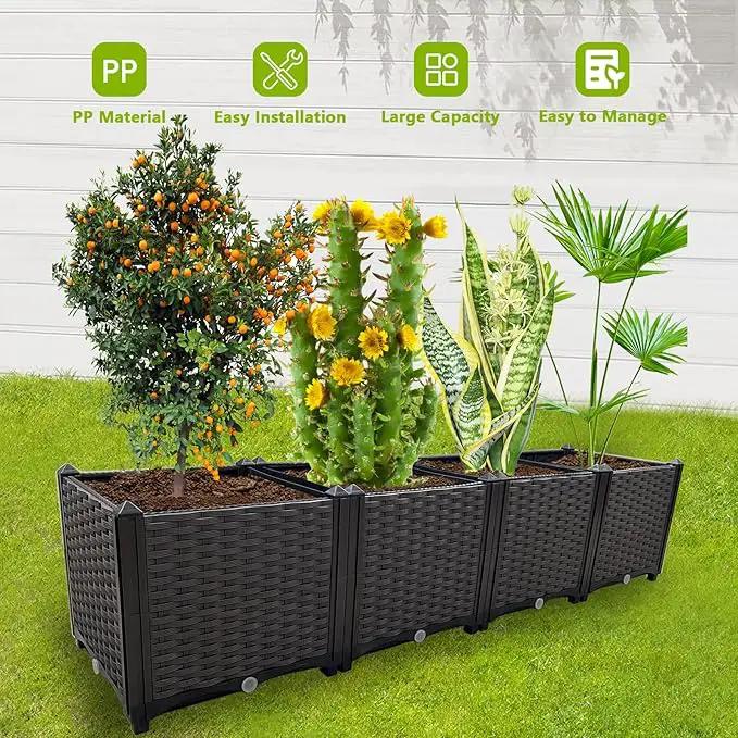 Large Planters for Outdoor Plants pots Elevated Garden Boxes Raised Garden Bed Garden Patio Balcony Deck to Planting Flowers Vegetables Tomato and Herbs by GreenHaven Gardens