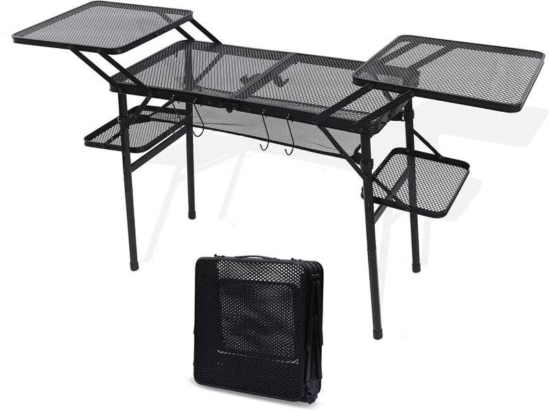 Nice C Camping Table, Compact Folding Table, Grill Table, Outdoor Tables, Camping Tables That Fold Up Lightweight, with 4 Side Tables & Mesh Net for BBQ, Camping by GreenHaven Gardens
