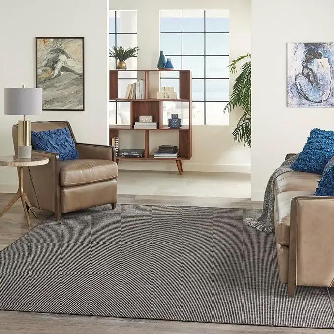 Nourison Positano Indoor-Outdoor Charcoal 9' x 12' Area Rug, Easy Cleaning, Non Shedding, Bed Room, Living Room, Dining Room, Backyard, Deck, Patio (9x12) by GreenHaven Gardens