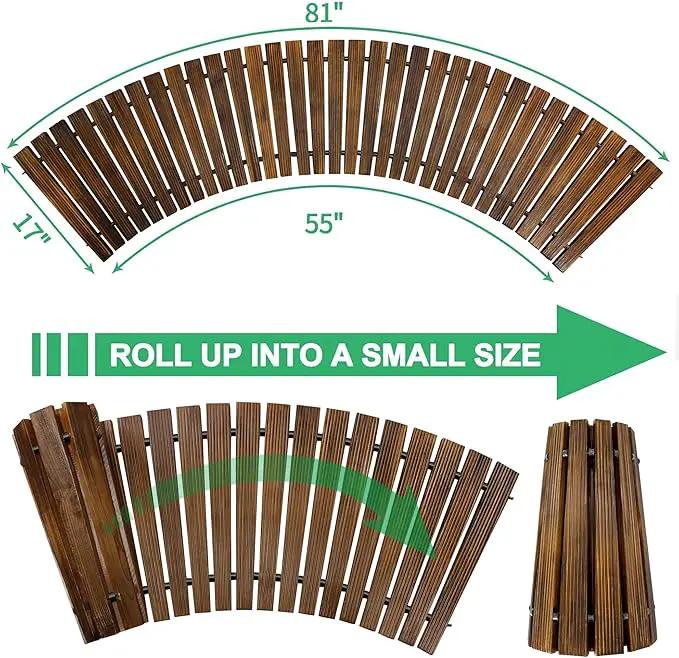 RELIANCER 6' Wooden Garden Pathway,Outdoor Roll Out Cedar Curved Walkway,Patio Path Decorative Garden Boardwalk Walkways,Weather-Resistant Roll Up Beach Wood Road Floor,Wedding Party Pathways by GreenHaven Gardens