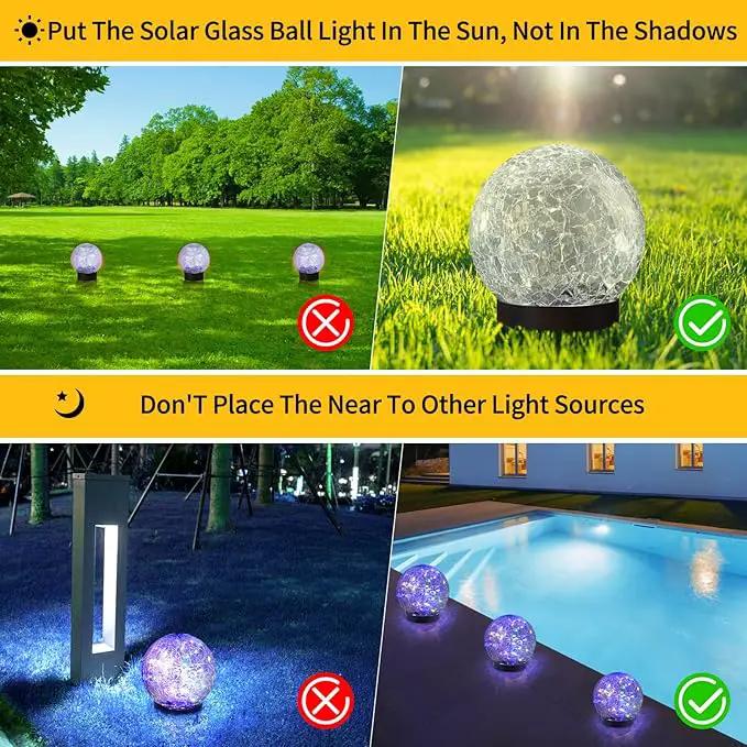 Solar Globe Lights Outdoor Waterproof-Solar Balls Garden-Cracked Glass Ball Solar Lights Outdoor-Solar Orbs Outside-Outdoor Decorations Patio & Yard Lawn Backyard Decor (GUO-XBQ-4-4-4) by GreenHaven Gardens