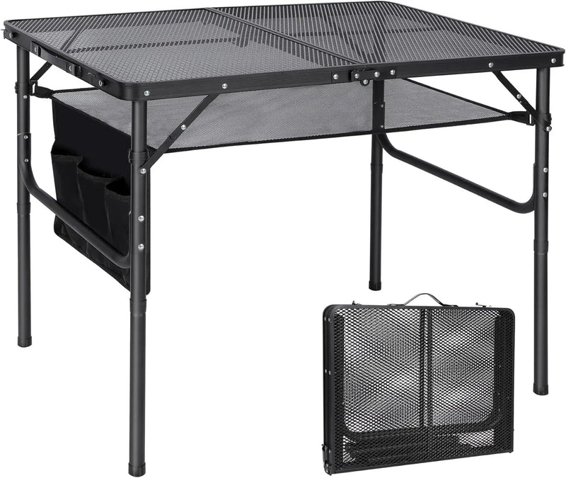 RedSwing Folding Grill Table,Aluminum Portable Grill Stand Table for Outdoor Camping Picnic BBQ Lightweight, Adjustable Height, 36''x24''x16/28'', Black by GreenHaven Gardens