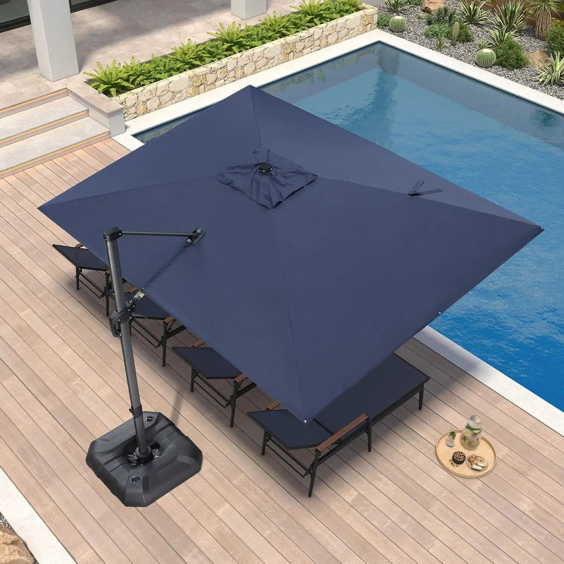 PURPLE LEAF 9' X 11.5' Patio Umbrella Outdoor Cantilever Rectangle Umbrella Aluminum Offset Umbrella with 360-degree Rotation for Garden Deck Pool Patio, Navy Blue by GreenHaven Gardens