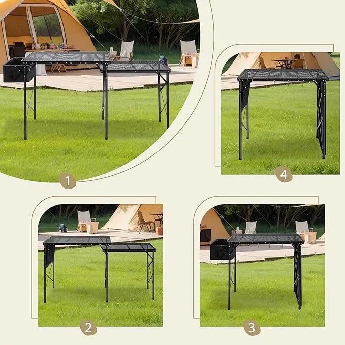 REDCAMP Portable Grill Table with Sink for Outside, Lightweight Aluminum Frame Folding Grill Stand Table with Adjustable Height for Camping Picnic Cooking BBQ, 36 x 20 x 31 in, Black by GreenHaven Gardens