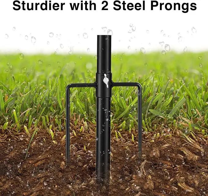Black Flag Poles for Outside House inground - 8.5FT Metal Outdoor Yard House in Ground Flag Pole Holder for Porch with 2 Pronges Base - 3x5FT American Flag with Pole for House by GreenHaven Gardens