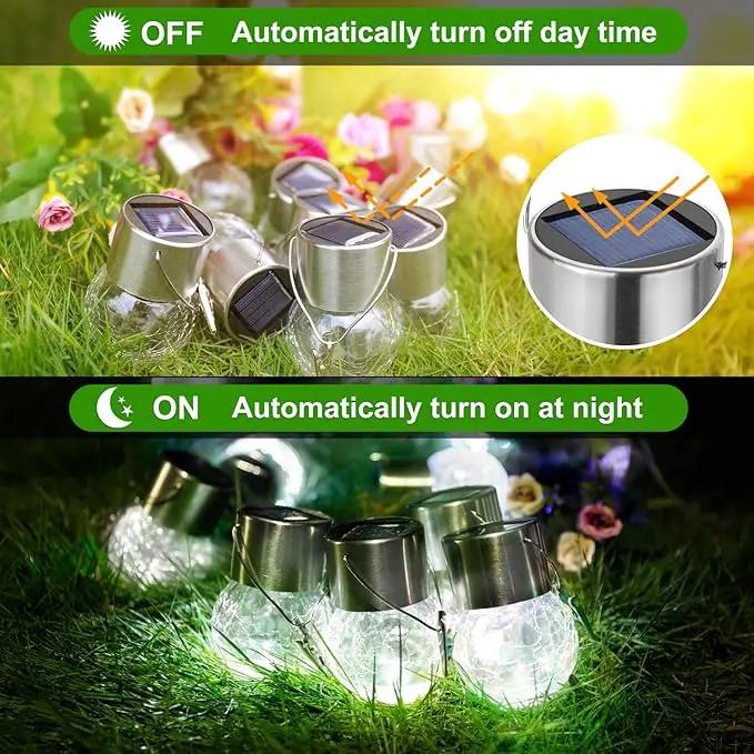 MAXvolador 12-Pack Hanging Solar Lights, Decorative Cracked Glass Ball Light, Solar Powered Waterproof Globe Lighting for Garden, Tree(Cool White) by GreenHaven Gardens