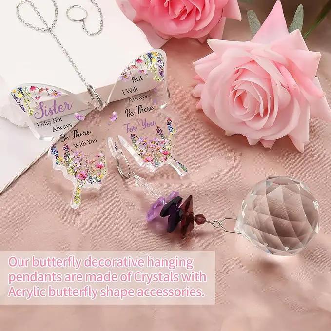 Sister Gifts, Valentines Day Gifts for Sister, Gifts for Sister Crystal Suncatcher, Mother's Day Birthday for Sister, to My Sister Gifts Hanging Butterfly Crystal Suncatcher Ornament by GreenHaven Gardens