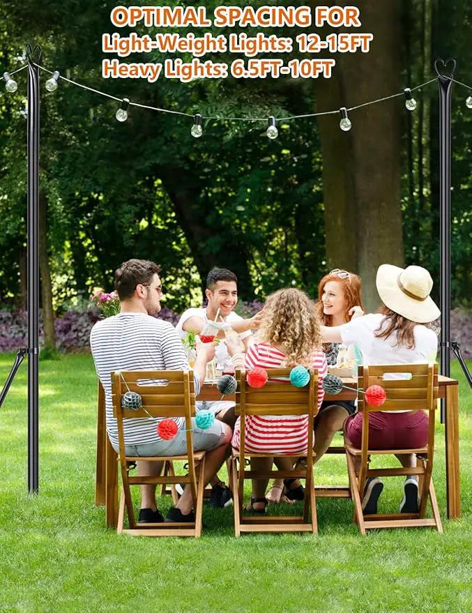 LOPANNY String Light Poles - 2 Pack 9.8 FT for Outside Hanging - Backyard, Garden, Patio, Deck Lighting Stand for Outdoor Parties, Wedding by GreenHaven Gardens