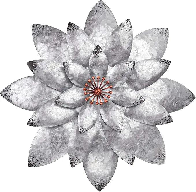 EASICUTI Bohemian Galvanized Metal Flower Wall Decor Metal Wall Art Decorations Hanging For Indoor Outdoor Home Bathroom Kitchen Dining Room Bedroom Living Room Or Wall Sculptures 12 Inch by GreenHaven Gardens