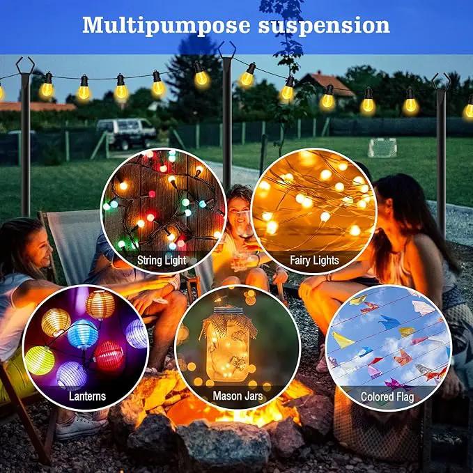 6 Pack String Light Poles,10 Ft Metal Poles with Fork for Outdoor String Lights,Outdoor Light Poles with Fork,Poles/Post/Stand for Outside,Patio,Deck,Backyard,Garden Wedding,Party by GreenHaven Gardens