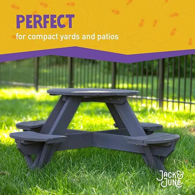 Jack & June Circular Cedar Picnic Table – 100% Cedar Wood – Weather Resistant – Perfect for Outdoor Dining and Entertaining by GreenHaven Gardens