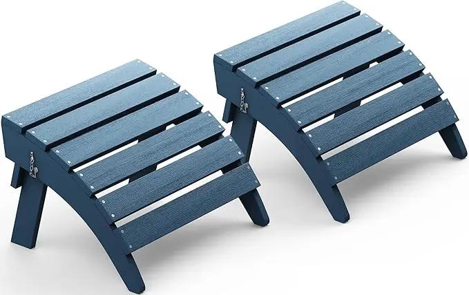 SERWALL Folding Adirondack Chair Footrest Set of 2, Adirondack Ottomans Without Assembly, Blue by GreenHaven Gardens