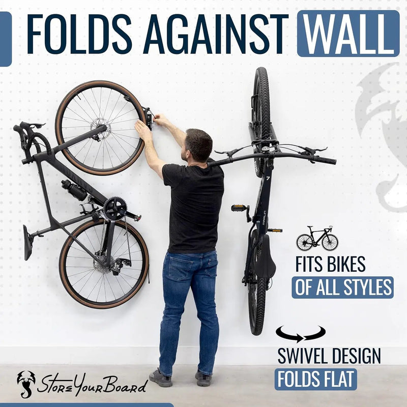 StoreYourBoard Bike Swivel Rack – Wall Mounted Garage Bike Storage, Vertical Hanger with 120° Swing Design & Stopper, Space-Saving Indoor Wall Mount – Fits Kids Bikes, BMX & More by GreenHaven Gardens