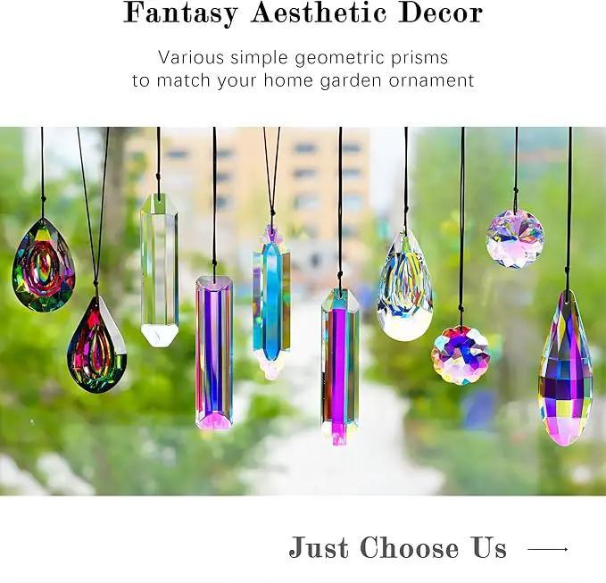 HDCRYSTALGIFTS 2pcs 120mm/5'' Large Crystal Sun Catcher Prisms Hanging for Window,AB Crystals for Suncatchers,Rainbow Maker Rectangle Crystal Stick Prisms for Balcony,Kitchen,Garden Decoration by GreenHaven Gardens